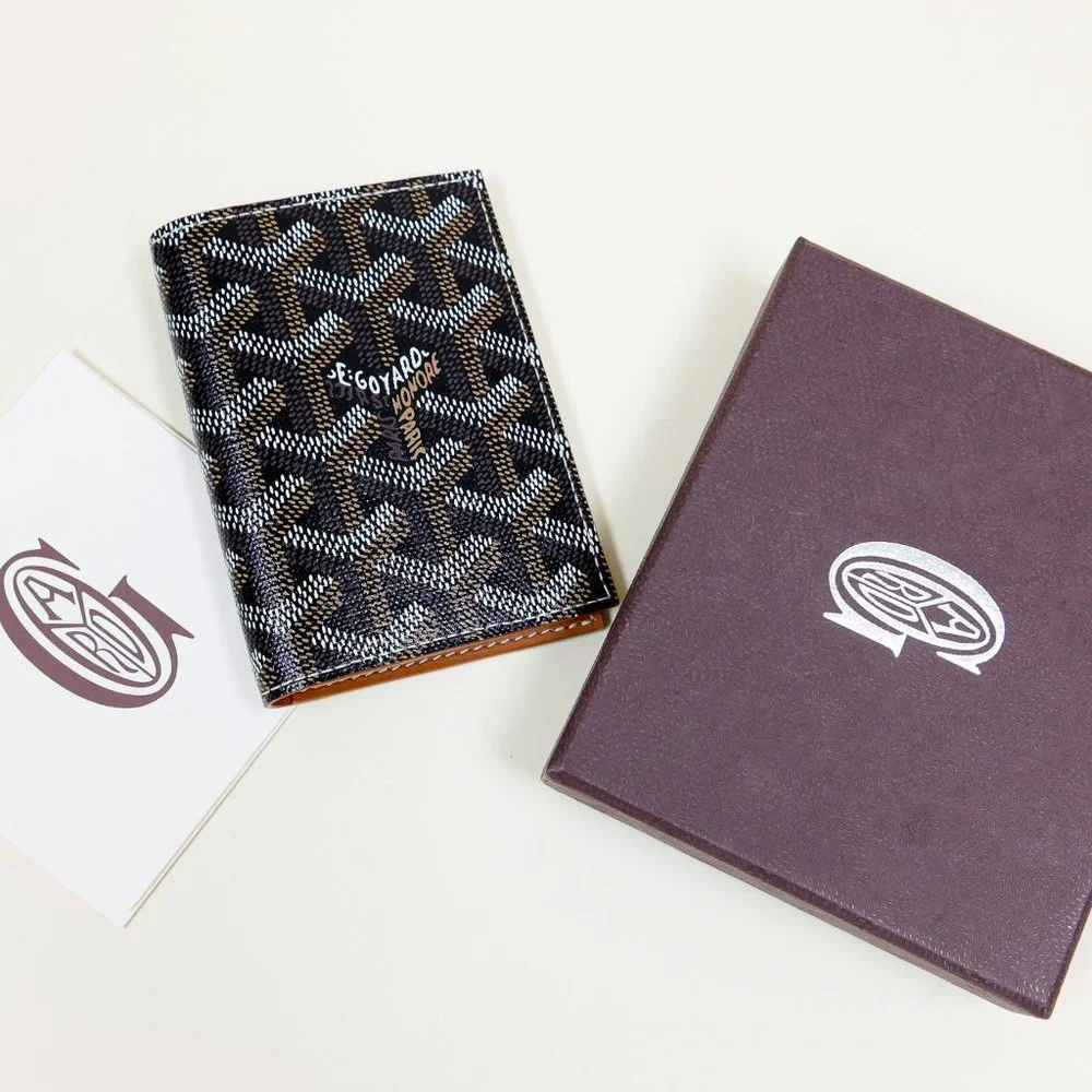 Goyard Goyardine Saint Marc Folding Card Case Black /Brown